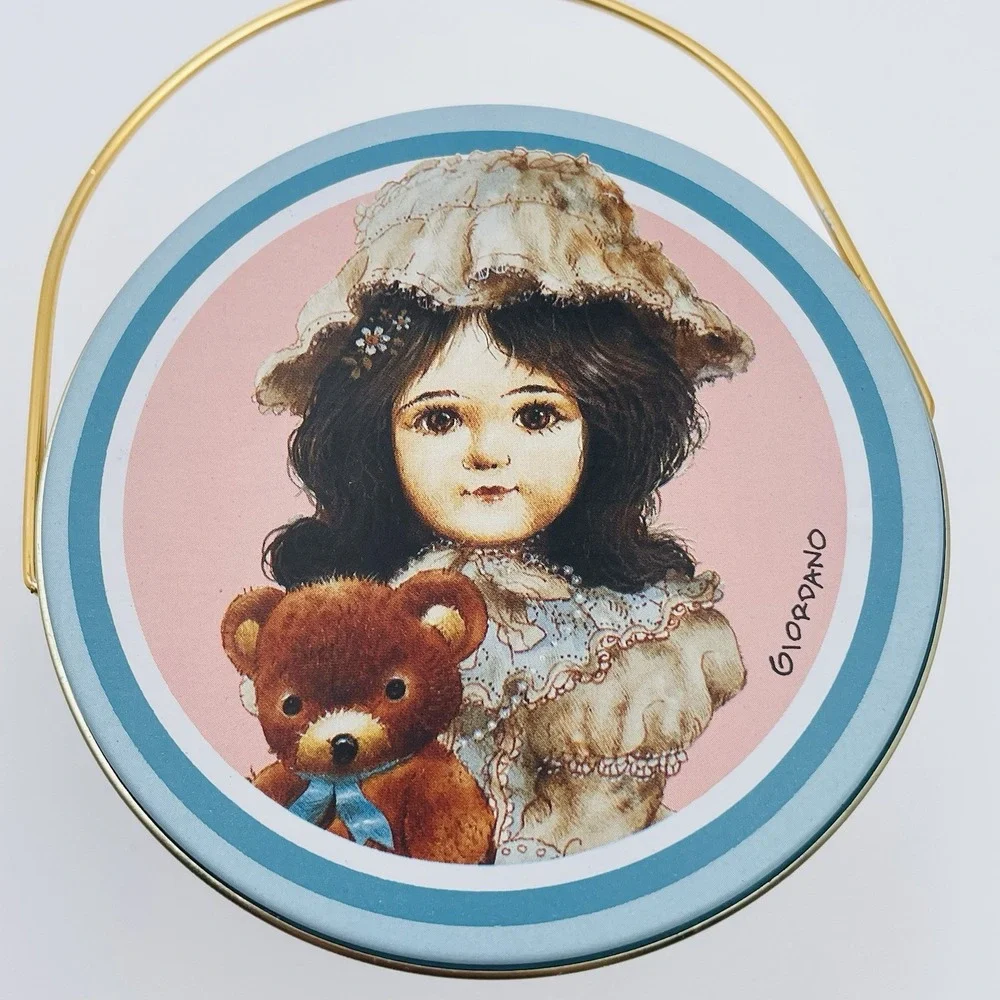 Vintage 1987‎ Giordano Art Ltd Victoria H3845 Metal Pail Tin Teddy Bear Bucket